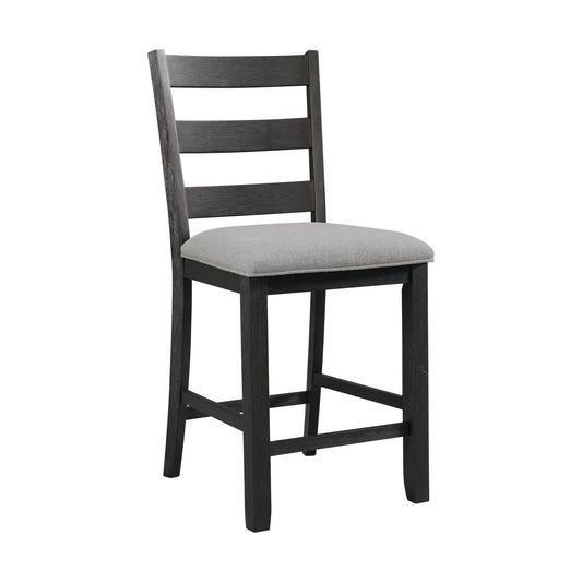 Martin - Counter Side Chair With Gray Fabric (Set of 2) - Black Finish