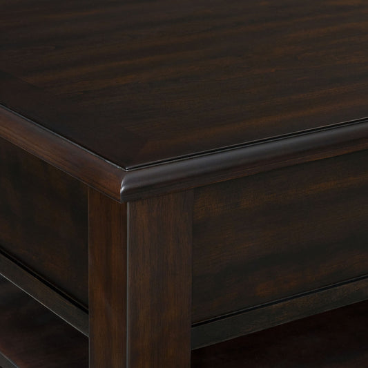 Wagner - Rectangular Lift-Top Coffee Table With Casters - Cherry