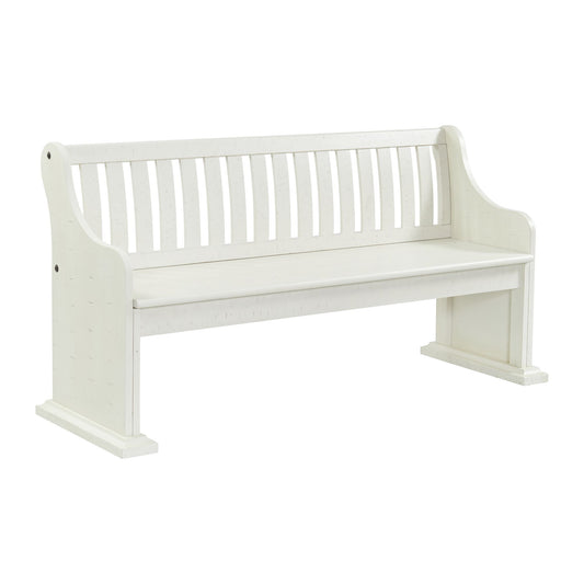 Stone - Pew Bench With Storage - White