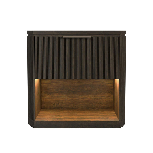 Sylvie - 1-Drawer Nightstand With Touch Light LED - Dark Brown