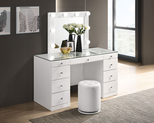 Avery - Vanity Set (With LED Luxo Mirror) - White