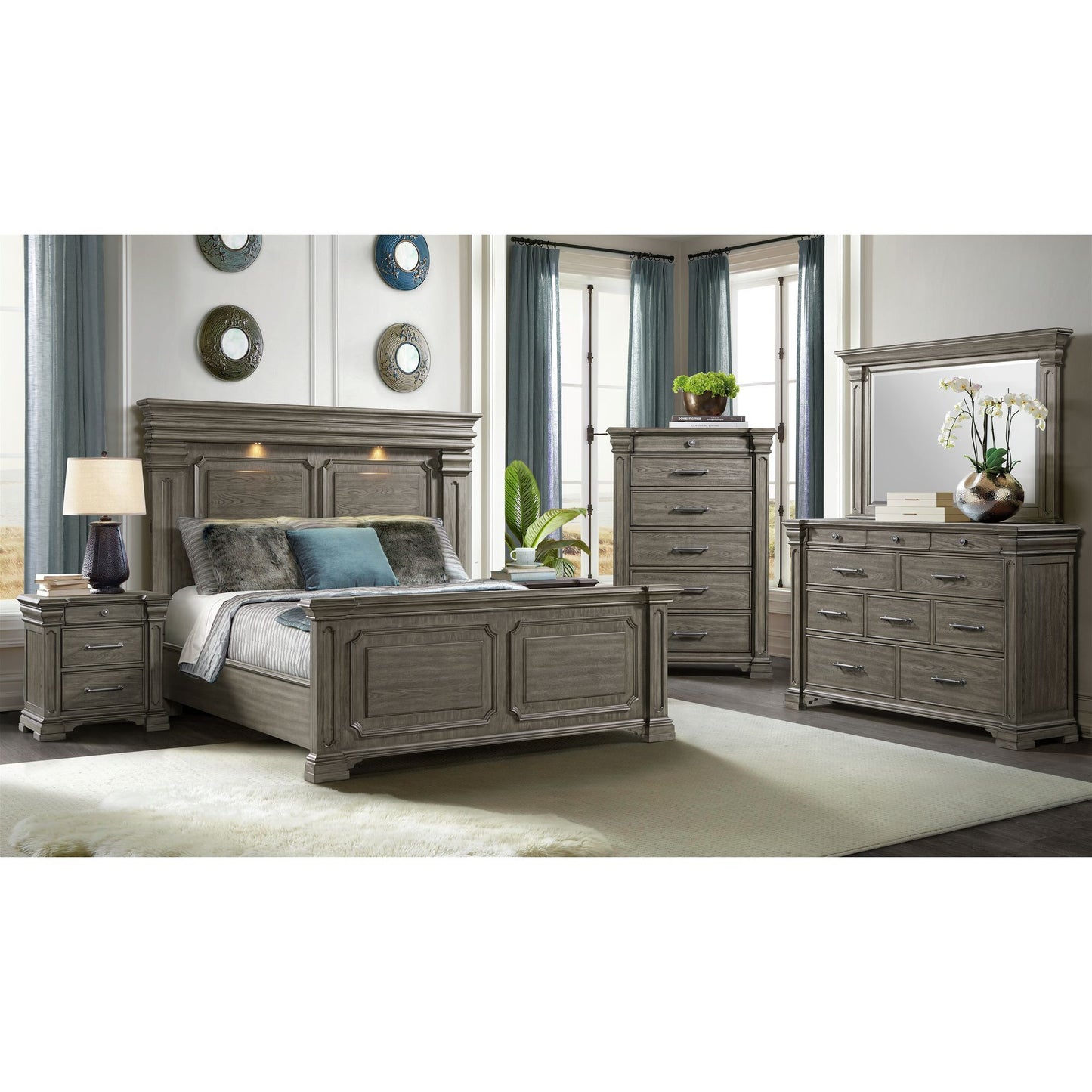 Kings Court - 3-Drawer Nightstand (Sliding Top) - Gray