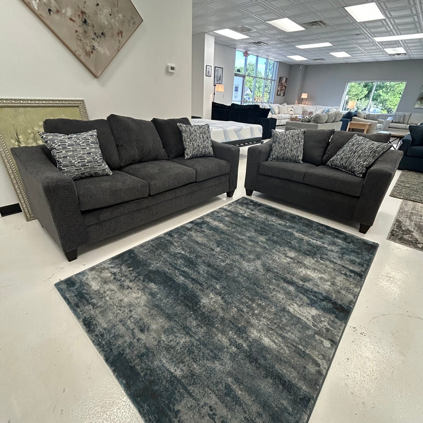 Hershey Sofa/Loveseat Set - Pebble (Dark Gray)