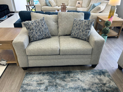 Hershey Sofa & Loveseat Set - Fog (Light Gray)