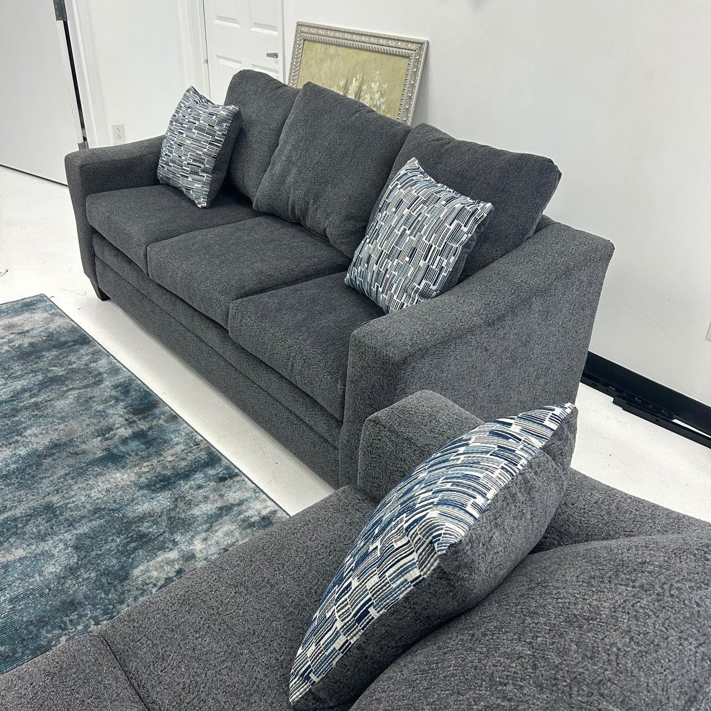 Hershey Sofa/Loveseat Set - Pebble (Dark Gray)