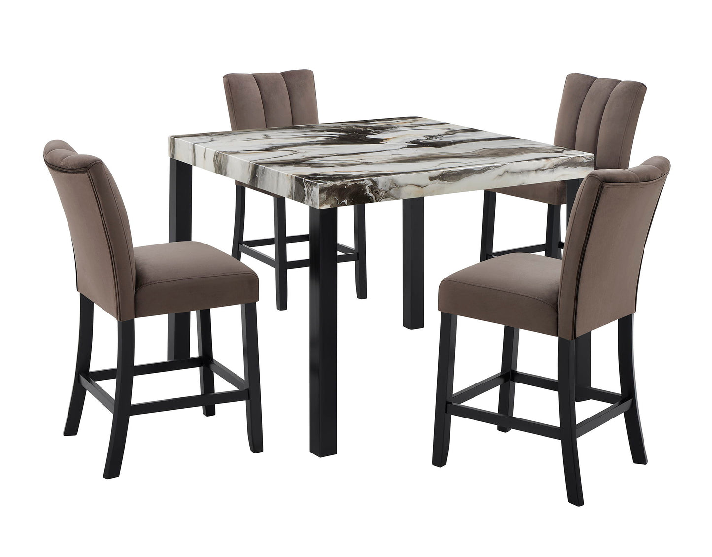 Vega - 5 Piece Counter Dining Room Set - Gray / Black