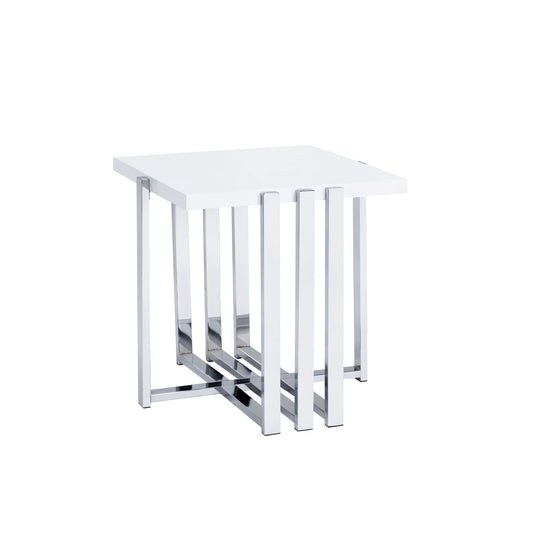 Cable - End Table - White / Silver