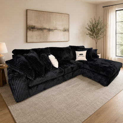 Black Oversized Corduroy Modular Sectional — 9 Configurations