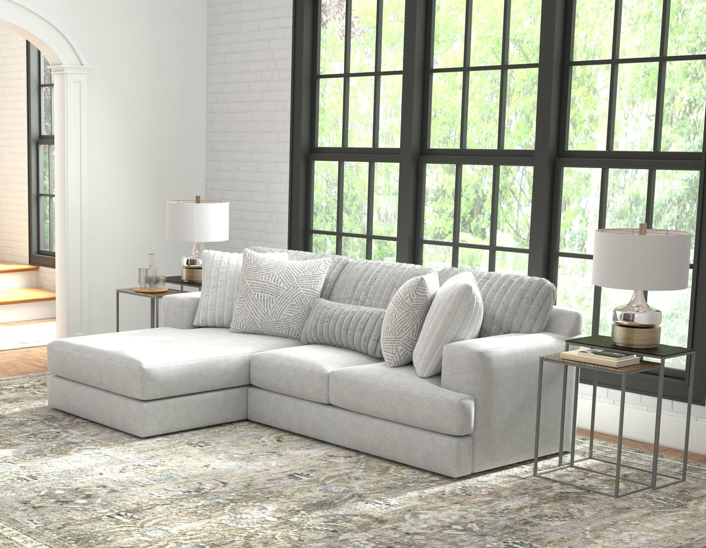 Logan - Upholstered Sectional With Comfort Coil Seating And Accent Pillows Included
