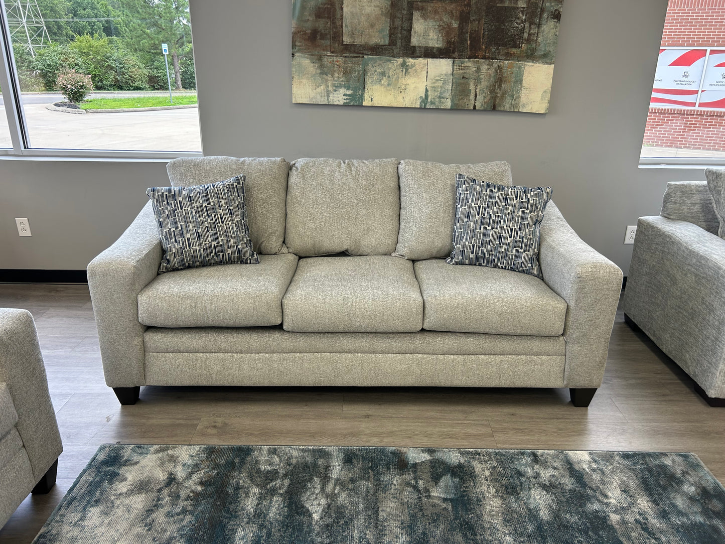 Hershey Sofa & Loveseat Set - Fog (Light Gray)