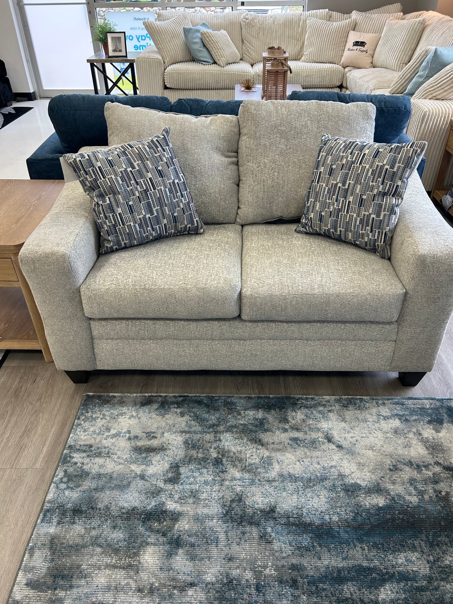 Hershey Sofa & Loveseat Set - Fog (Light Gray)