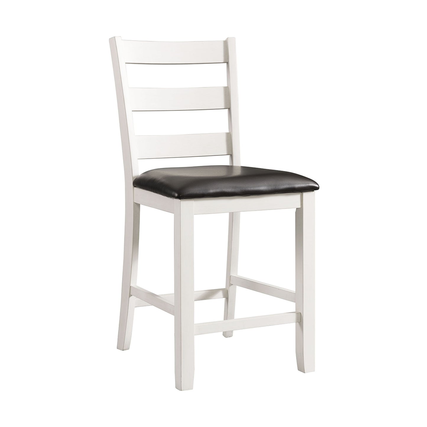 Martin - Counter Side Chair With Black PU (Set of 2) - White Finish