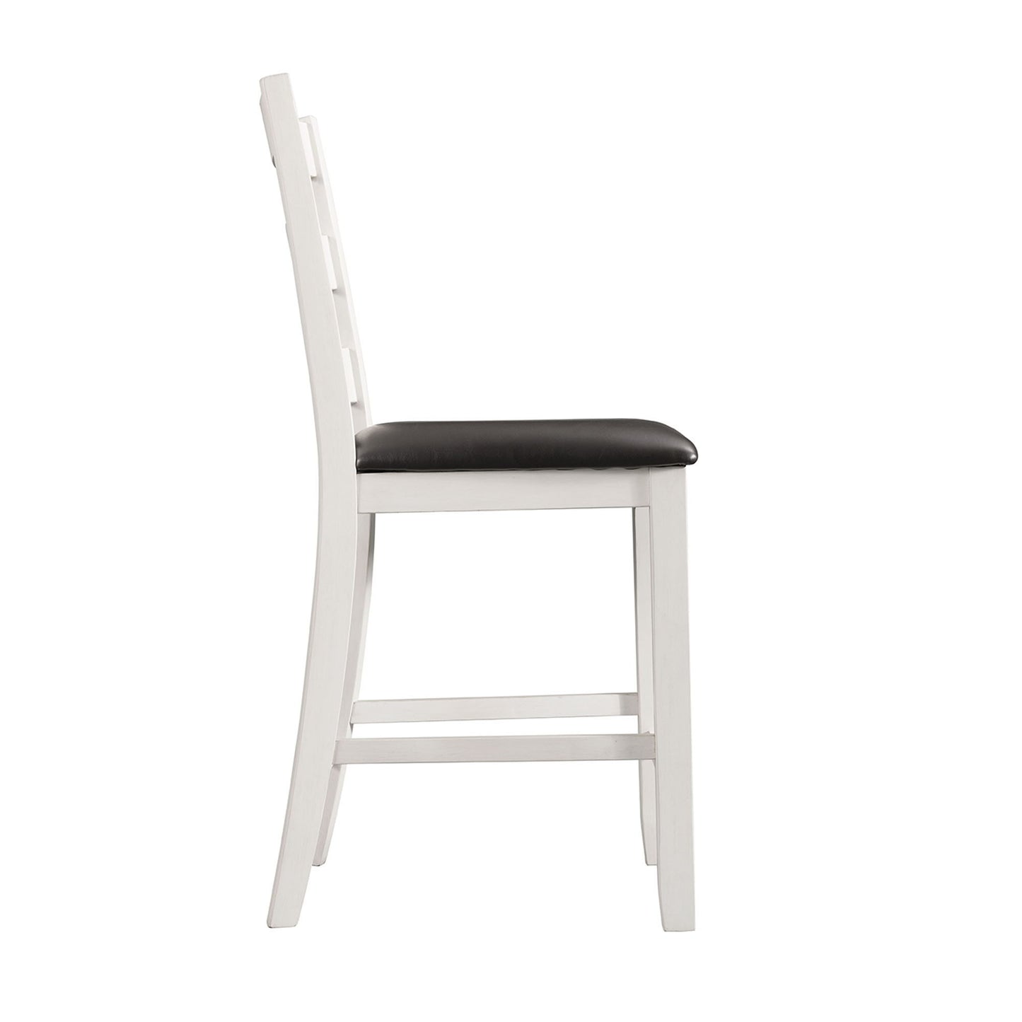 Martin - Counter Side Chair With Black PU (Set of 2) - White Finish