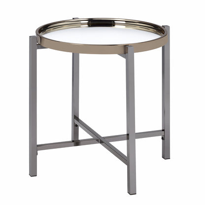 Edith - Round End Table - Dark Nickel
