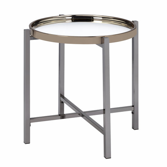 Edith - Round End Table - Dark Nickel