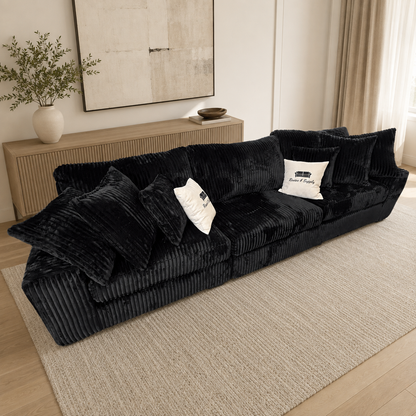 Black Oversized Corduroy Modular Sectional — 9 Configurations