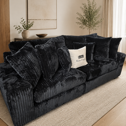 Black Oversized Corduroy Modular Sectional — 9 Configurations
