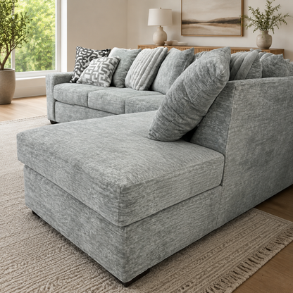 Galactic 2-Piece Sectional in Light Gray in an inviting contemporary living room