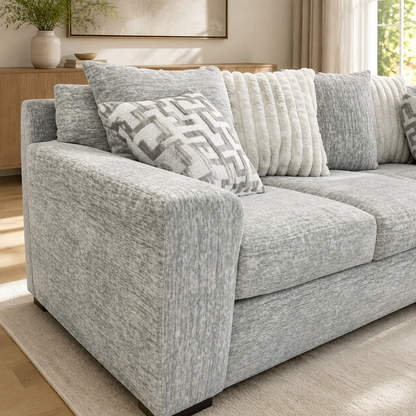 Galactic 2-Piece Sectional in Light Gray in an inviting contemporary living room